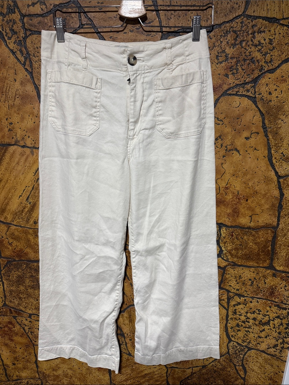 Maeve White Wide-Leg Casual Chinos W29” inseam 23” rise 13”